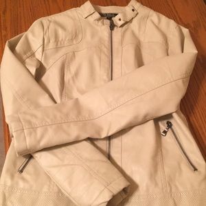 Love Stitch cream faux leather jacket, EUC